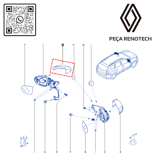 RN 38336R-P 963738336R Capa Retrovisor Esq. Duster 20... - 4